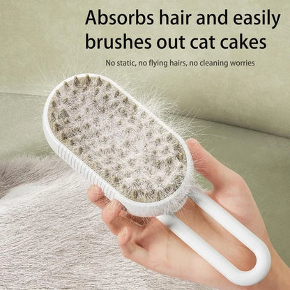 Steamy Dog Brush Electric Spray Cat Hair Brush 3 in1 Dog Steamer Brush for Massage Pet Grooming Removing Tangled and Loose Hair